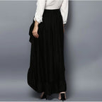 Generic Women's Rayon Ruffled Elasticated Skirt (Black)