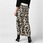 Generic Women's Georgette Chain Print Elasticated Skirt (Cream-Black)