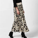 Generic Women's Georgette Chain Print Elasticated Skirt (Cream-Black)