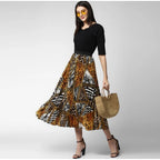 Generic Women's Satin Pleated Elasticated Skirt (Multicolor)