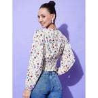Generic Women's Polyester Floral Long Sleeves Top (Multicolor)
