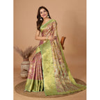 Generic Women's Jacquard Saree With Unstitched Blouse 5.5Mtr (Multicolor)