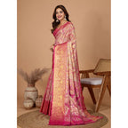 Generic Women's Jacquard Saree With Unstitched Blouse 5.5Mtr (Pink)
