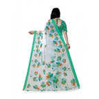Generic Women's Georgette Floral Printed Saree With Unstitched Blouse 5.5Mtr (Green)