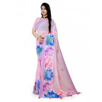 Generic Women's Georgette Floral Printed Saree With Unstitched Blouse 5.5Mtr (Light Pink)