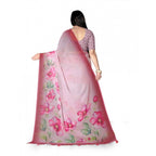 Generic Women's Georgette Floral Printed Saree With Unstitched Blouse 5.5Mtr (Rose Pink)