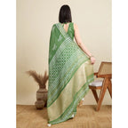 Generic Women's Semi Cotton Printed Saree With Unstitched Blouse 5.5Mtr (Mint-Green)