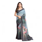 Generic Women's Semi Cotton Digital Print Saree With Unstitched Blouse 5.5Mtr (Green)