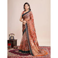Generic Women's Semi Cotton Digital Print Saree With Unstitched Blouse 5.5Mtr (Orange)