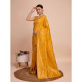 Generic Women's Soft Silk Jacquard Saree With Unstitched Blouse 5.5Mtr (Mustard)