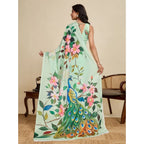 Generic Women's Faux_Georgette Printed Saree With Unstitched Blouse 5.5Mtr (Light_Green)