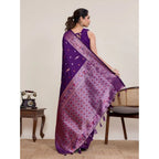 Generic Women's Jacquard Woven Saree With Unstitched Blouse 5.5Mtr (Purple)