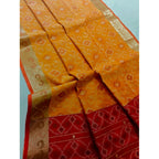 Generic Women's Raw Silk Ikkat Saree With Unstitched Blouse 5.5Mtr (Mustard)
