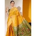 Generic Women's Raw_Silk Woven_Motif Saree With Unstitched Blouse 5.5Mtr (Yellow)