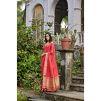 Generic Women's Silk_Blend Butti Pattern Saree With Unstitched Blouse 5.5Mtr (Pink)