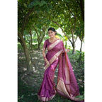 Generic Women's Silk_Blend Butti Pattern Saree With Unstitched Blouse 5.5Mtr (Purple)