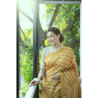 Generic Women's Faux_Tussar_Silk Geometric_Print Saree With Unstitched Blouse 5.5Mtr (Mustard)