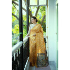 Generic Women's Faux_Tussar_Silk Geometric_Print Saree With Unstitched Blouse 5.5Mtr (Mustard)