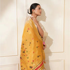 Generic Women's Blended_Cotton Woven_Motifs Saree With Unstitched Blouse 5.5Mtr (Mustard)