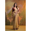 Generic Women's Blended_Cotton Woven Saree With Unstitched Blouse 5.5Mtr (Light_Beige)