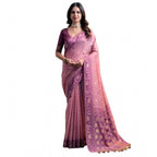 Generic Women's Blended_Cotton Woven Saree With Unstitched Blouse 5.5Mtr (Pink)