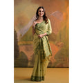 Generic Women's Blended_Cotton Woven Saree With Unstitched Blouse 5.5Mtr (Light_Green)
