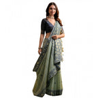 Generic Women's Blended_Cotton Woven Saree With Unstitched Blouse 5.5Mtr (Sea_Green)