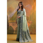 Generic Women's Blended_Cotton Woven Saree With Unstitched Blouse 5.5Mtr (Sea_Green)