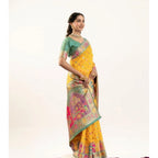 Generic Women's Faux_Banarasi Woven Motifs Saree With Unstitched Blouse 5.5Mtr (Yellow)