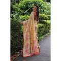 Generic Women's Faux_Tussar Floral_Print Saree With Unstitched Blouse 5.5Mtr (Cream)