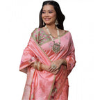 Generic Women's Faux_Tussar Floral_Print Saree With Unstitched Blouse 5.5Mtr (Peach)