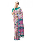 Generic Women's Faux_Tussar Kalamkari_Print Saree With Unstitched Blouse 5.5Mtr (Green)