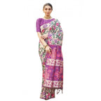 Generic Women's Faux_Tussar Kalamkari_Print Saree With Unstitched Blouse 5.5Mtr (Purple)
