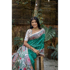 Generic Women's Faux_Tussar Geometric_Print Saree With Unstitched Blouse 5.5Mtr (Rama_Green)