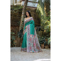 Generic Women's Faux_Tussar Geometric_Print Saree With Unstitched Blouse 5.5Mtr (Rama_Green)
