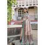 Generic Women's Faux_Tussar Floral Jal With Patola Print Saree With Unstitched Blouse 5.5Mtr (Teal)