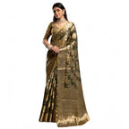 Generic Women's Organza Woven Saree With Unstitched Blouse 5.5Mtr (Grey)