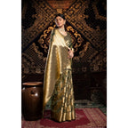 Generic Women's Organza Woven Saree With Unstitched Blouse 5.5Mtr (Grey)