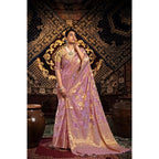 Generic Women's Organza Woven Saree With Unstitched Blouse 5.5Mtr (Pink)