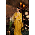 Generic Women's Organza Woven Saree With Unstitched Blouse 5.5Mtr (Yellow)