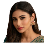 Generic Women's Zinc Alloy Gold Plated Stud Earrings (Multicolor)