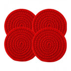 Generic Cotton Pack Of_2 Rope Drink Coasters 4 Pcs Set (Red)