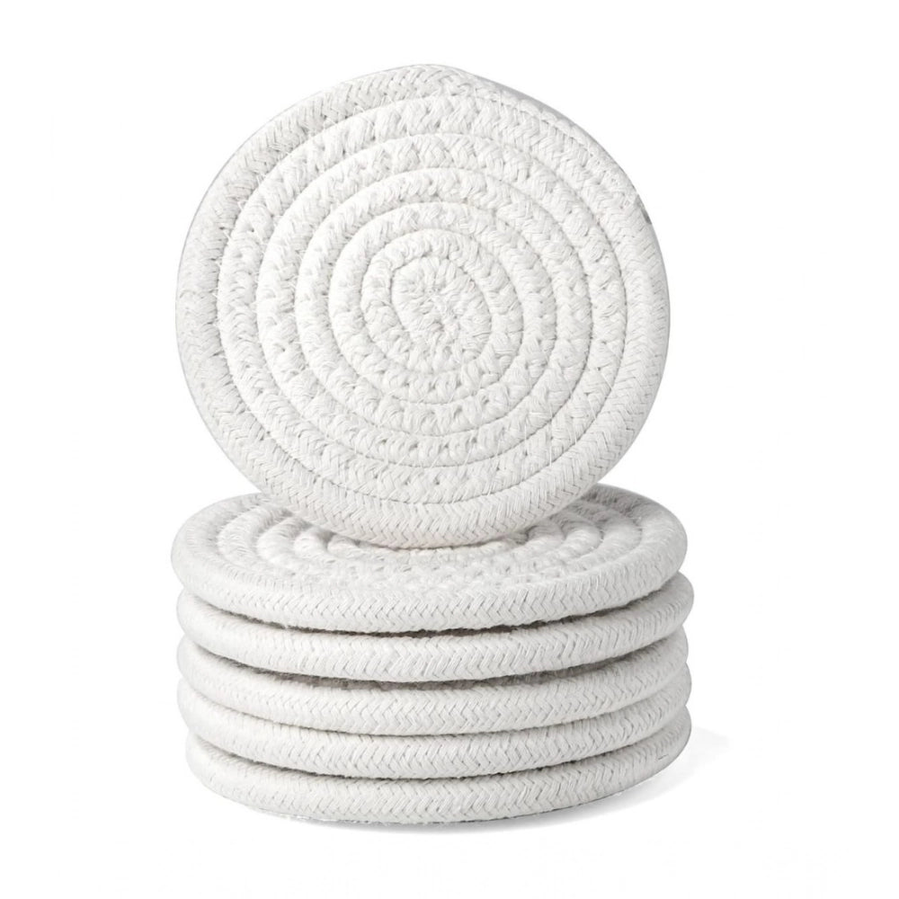 Generic Cotton Rope Drink Coasters 6 Pcs Set (White)