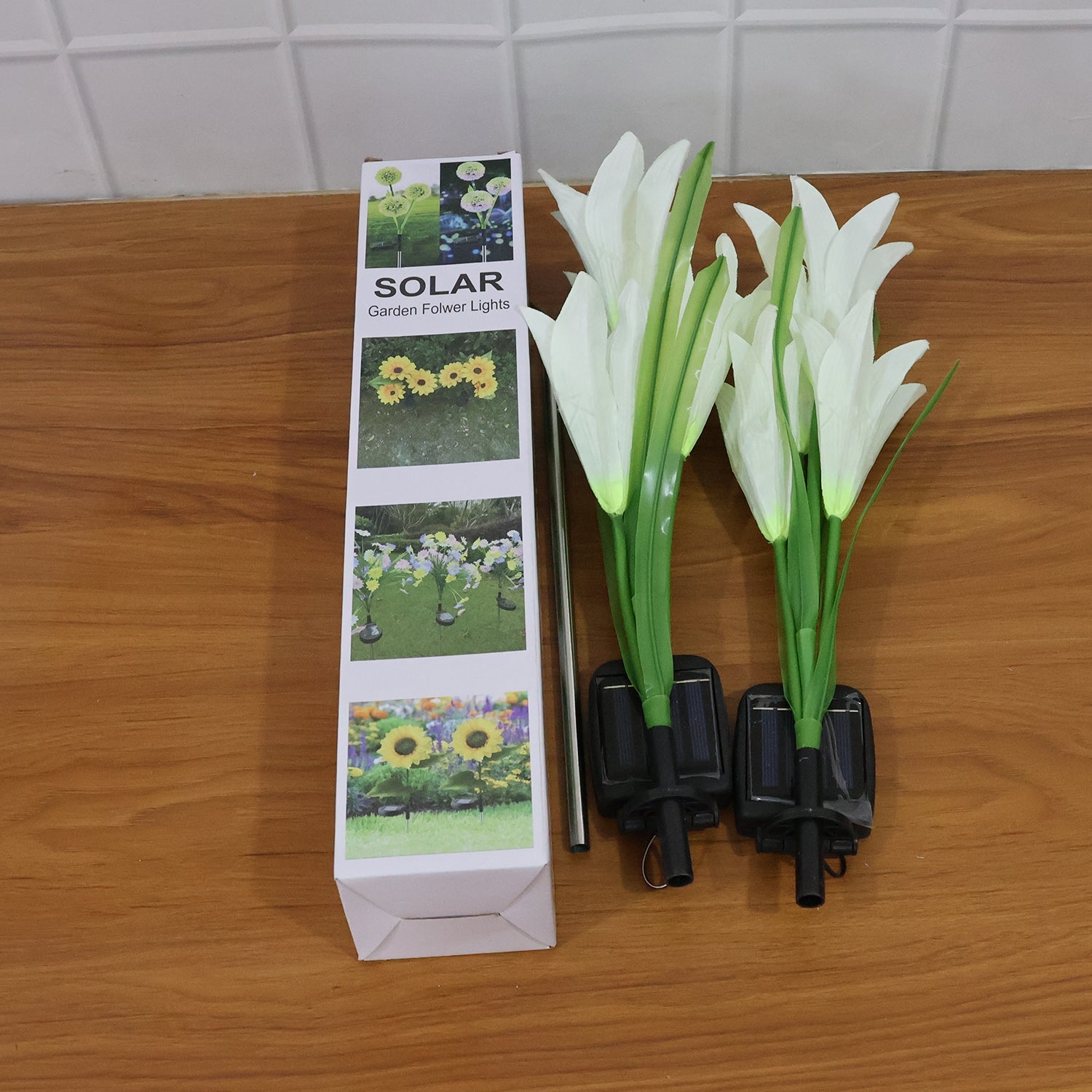 Solar Garden Flower Lights - (2Pc Set)