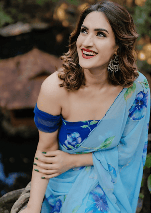 Azure Bloom Digital Print Georgette Saree-1