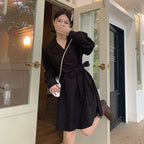 Fitted-waist Figure-flattering French-style Mini Dress