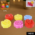 Rose Shaped Wax Candle Set (6 Pc)