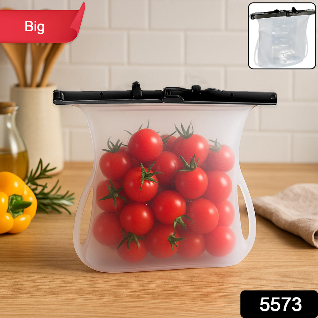 Reusable Silicone Food Storage Bag Set Leakproof Lock Reusable Flat Bottom Freezer Bags Sandwich Bags Silicone Food Grade Kids Snack Bags Bpa Free Microwave Dishwasher Safe (1 Pc)