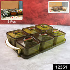 Liger Multipurpose Transparent Spice Jar Set With Tray And Lids 400ml Approx (6 Pc)