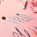 Floral Makeup Brush Set For Eyes Lips And Face (5 Pc)
